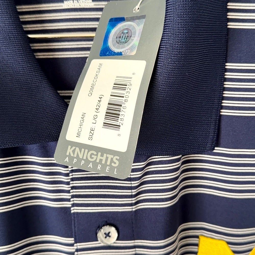 Knights‎ Apparel Michigan Wolverines Pro Edge Polo Shirt Large Navy White NWT - Picture 5 of 8